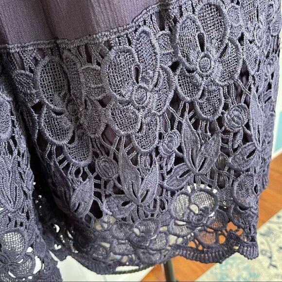 Andree by Unit Navy Cold Shoulder Battenburg Lace Top - Picture 6 of 8